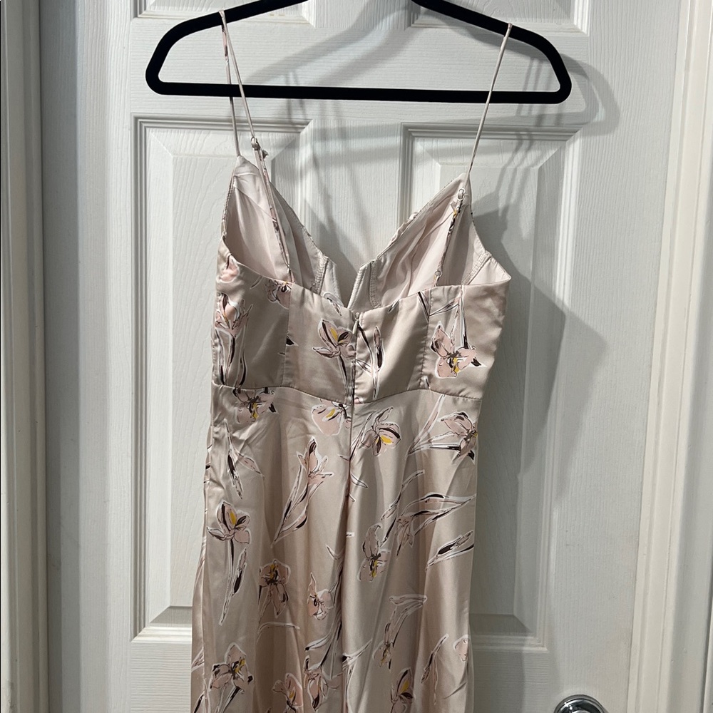Selfie Leslie Lake Como Fitted Bodice Cami Strap Midi Dress Orchid Print Beige - Picture 9 of 9